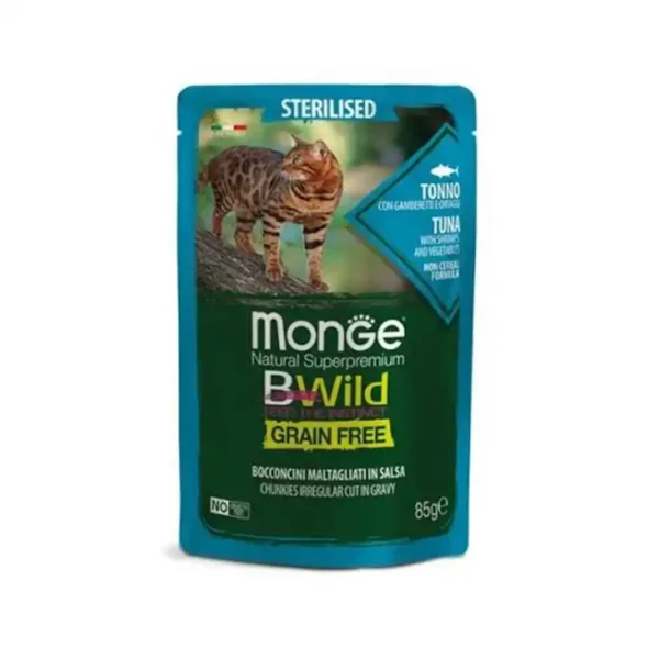 BWild پوچ گربه بالغ بدون غلات عقیم شده ماهی تن میگو