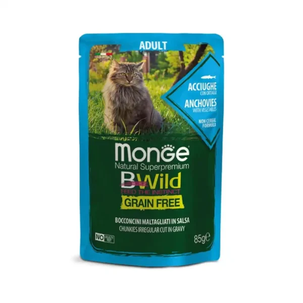 BWild پوچ گربه بالغ بدون غلات ماهی انچوی سبزیجات