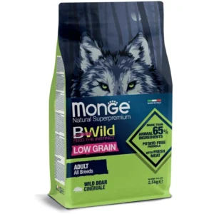 BWild غذای خشک سگ بالغ کم غلات / گراز وحشی / 2.5 کیلویی